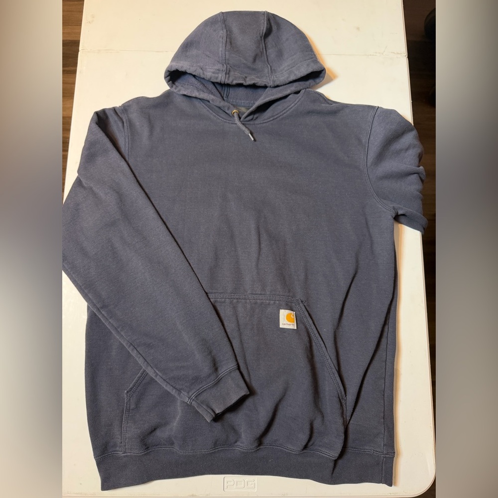 Carhartt Loose Fit Navy Blue Hoodie Sweater Mens Size Large Spell Out